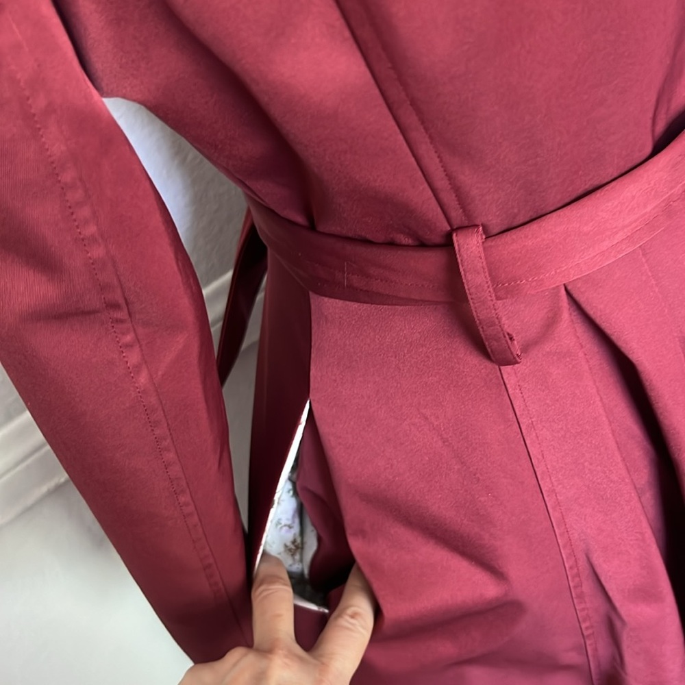 40th Retro style BurgundyDouble-Breasted Trench Coat ~ Collectif Vintage London - Picture 6 of 17